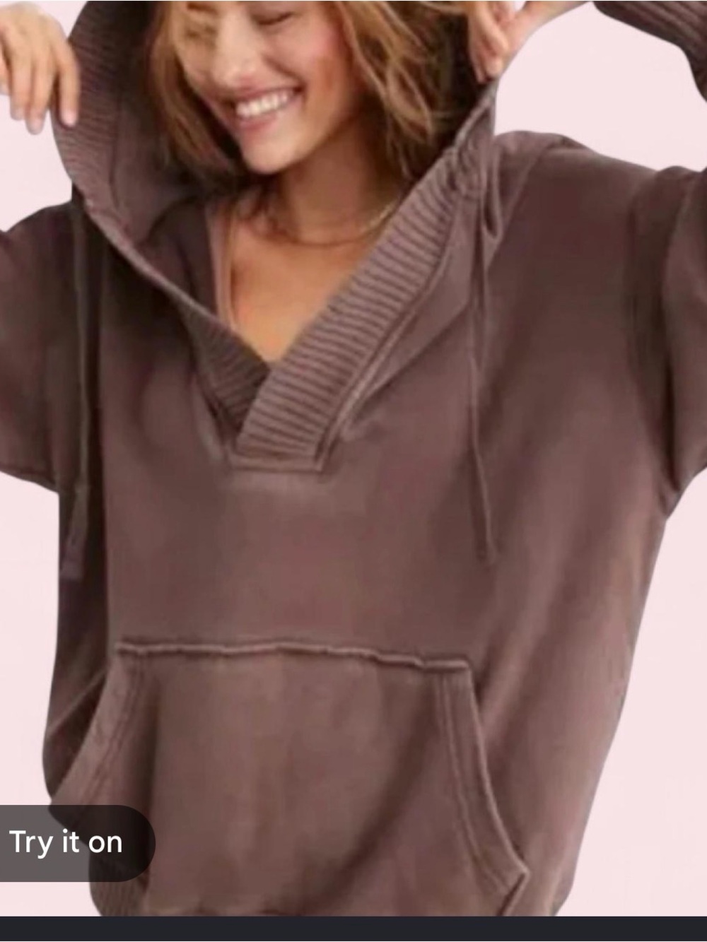 AERIE BROWN OVER SIZED Hooded Pullover in Taupe Brown SIZE XXL